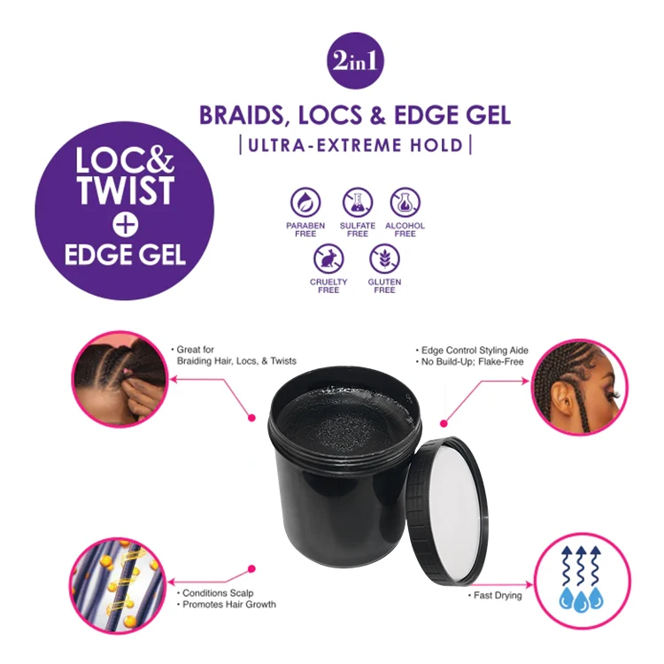 16.9 oz extreme hold own label locs gel private label non flaking long lasting hair braiding gel extra hold