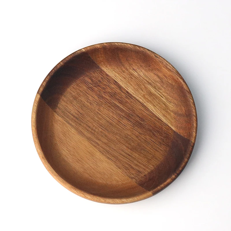 High Quality Acacia Wooden Round Serving Trays,Home Food Plate