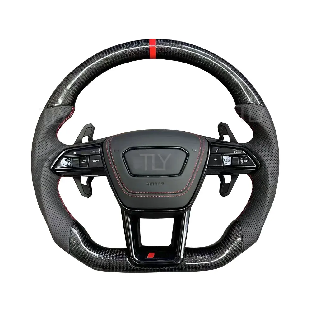 Для Audi C7 A5 B8 RS3 S3 A7 A4 B9 RS6 RS7 TT MK2 A8 S5 A3 8P RS5 S4 руль из углеродного волокна кожа