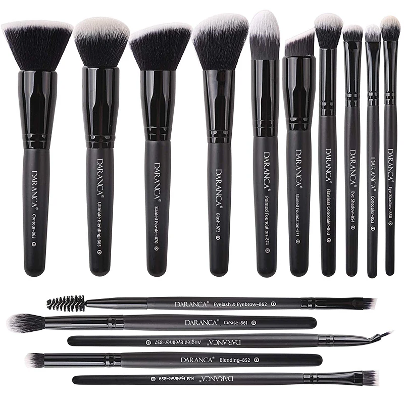Best Seller Makeup Brushes 15pcs Black Handle Custom Make-Up Brush Synthetic Professional Makeup Brushes Kits Custom Logo