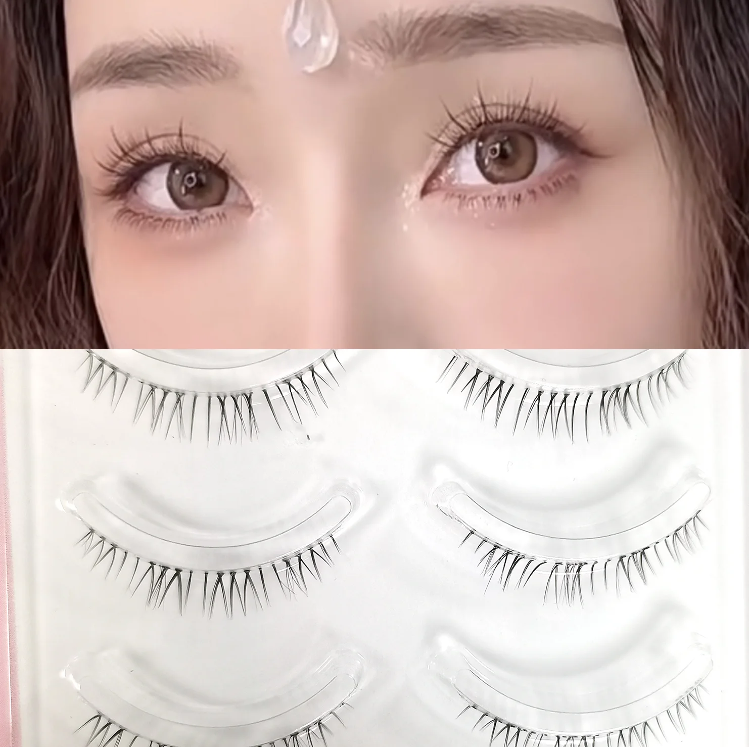 Wholesale 5 Pairs Transparent Band Bottom False Eyelashes Under False Eye Lash lower Silk lashes