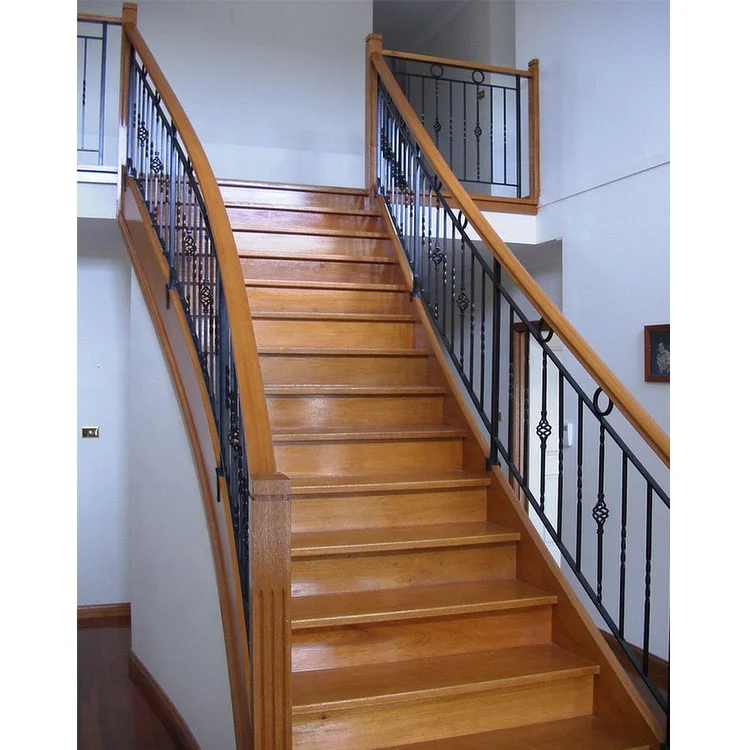 VIKO Indoor Solid Wood Wrought Iron Railing Stairs