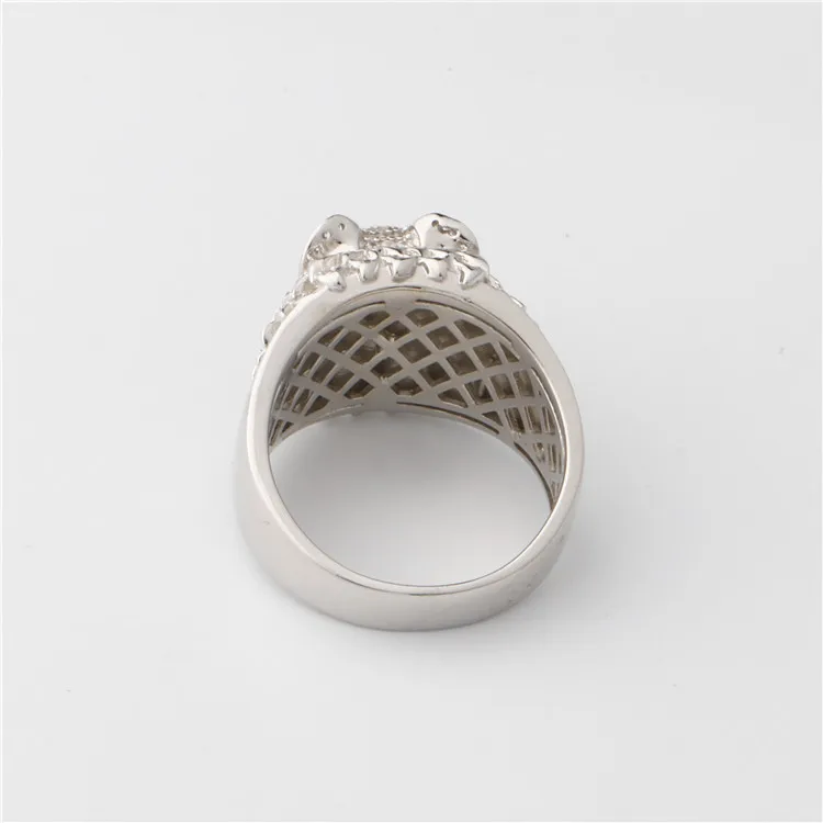 Hiphop Men Women Fine Jewelry Iced Out Gold Plated 925 Sterling Silver Moissanite Diamond Lion Head Ring