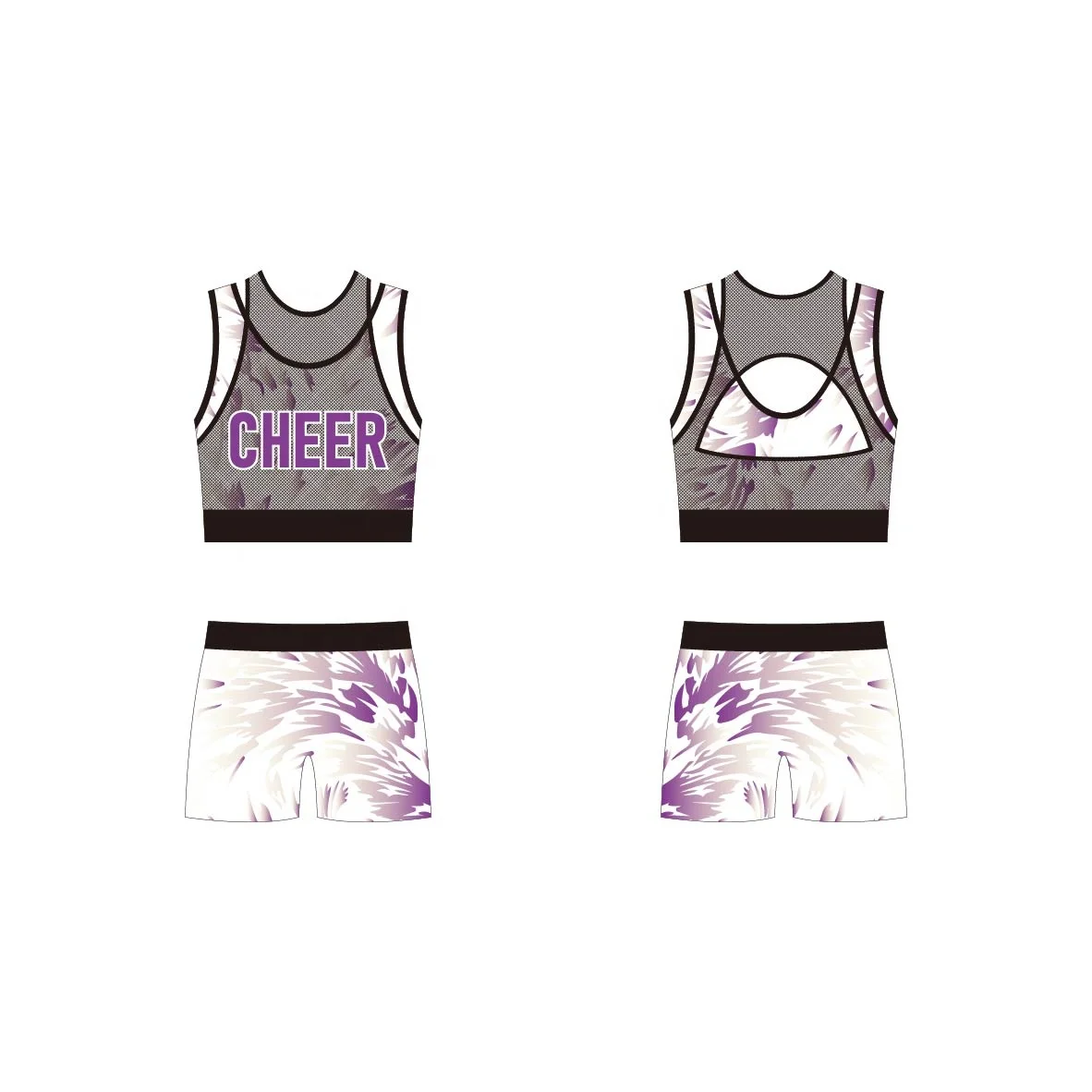 Uniform cheer subliamiton printed customized cheerleading new design bra with shorts