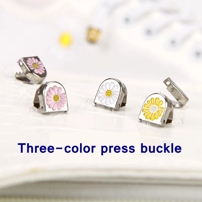 Daisy push button Shoelace Buckle Diamond Metal Push button shoes Lock Buckle For Flats Shoelace lock Sneaker Kits