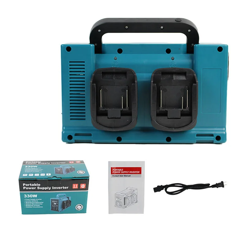 330W LED Outdoor Camping Mobile Portable Power Supply DC 21V to AC 220V Converter Lithium ion Battery Inverter USB DC5V/12V