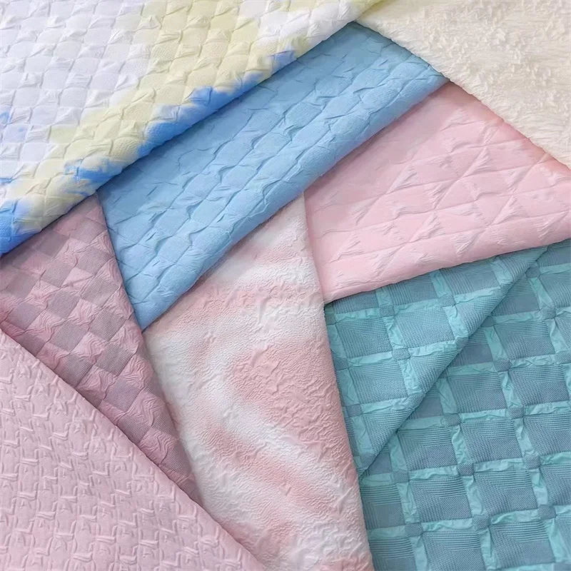 Crinkled Polyester Recycled Silk Sateen Wrinkled Glitter Satin Embossed Pleated Fabrics