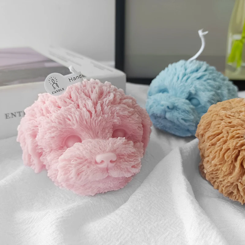 C018 Creative Teddy Dog Head Aromatherapy Candle Cute Room Decoration Candle Handmade Fragrant Candle