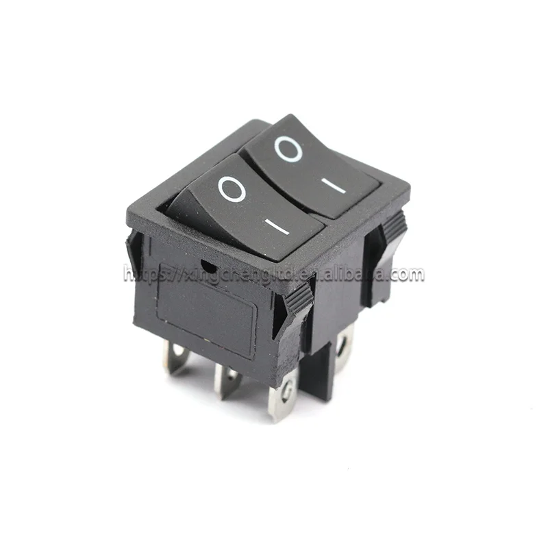 KCD1 21x24mm 6 Pin Dual Rocker Switches 21*24mm Two-Way Switch 2 Position 6A 250V 10A 125VAC ON OFF Black