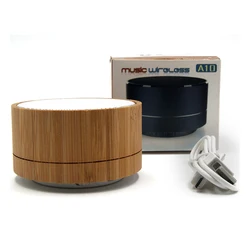 Promotion Gift Custom Portable Round Mini Powerful Wooden Bluetooth Speaker
