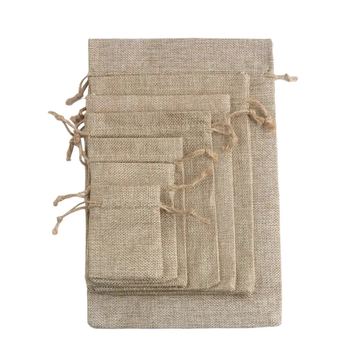 Recyclable Customized High Quality Gunny Sack Bag for Gift Jewelry Cocoa Beans Jute Hessian Jute Drawstring Pouches