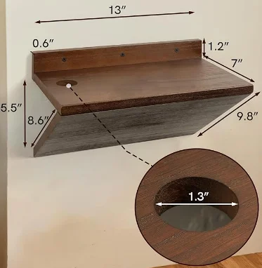 Wood Wall Floating Nightstands Set of 2 with Cable Hole Bedside Table Lightweight Small Night Stand Hanging For Wall Storage