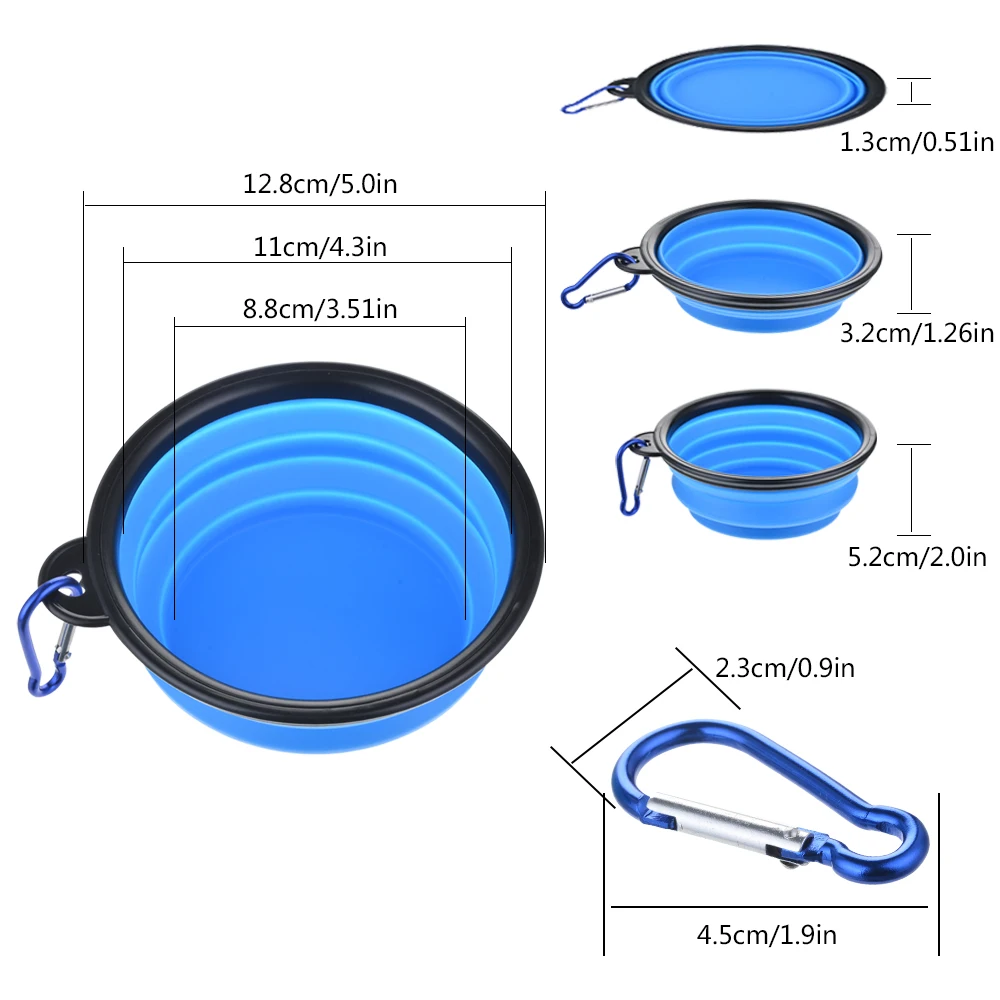 
hot selling Free Sample Custom Foldable Silicone Pet Water food Bowl Collapsible Travel Dog Bowl 