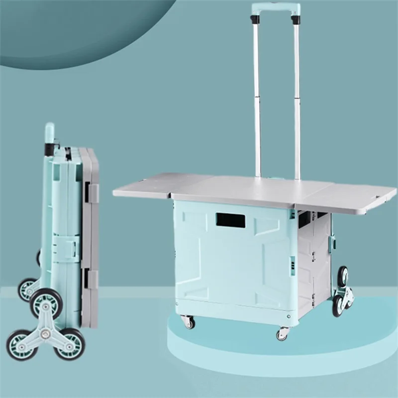 Large Capacity Laundry Grocery Climb Stairs Folding Shopping Cart With Swivel Wheels