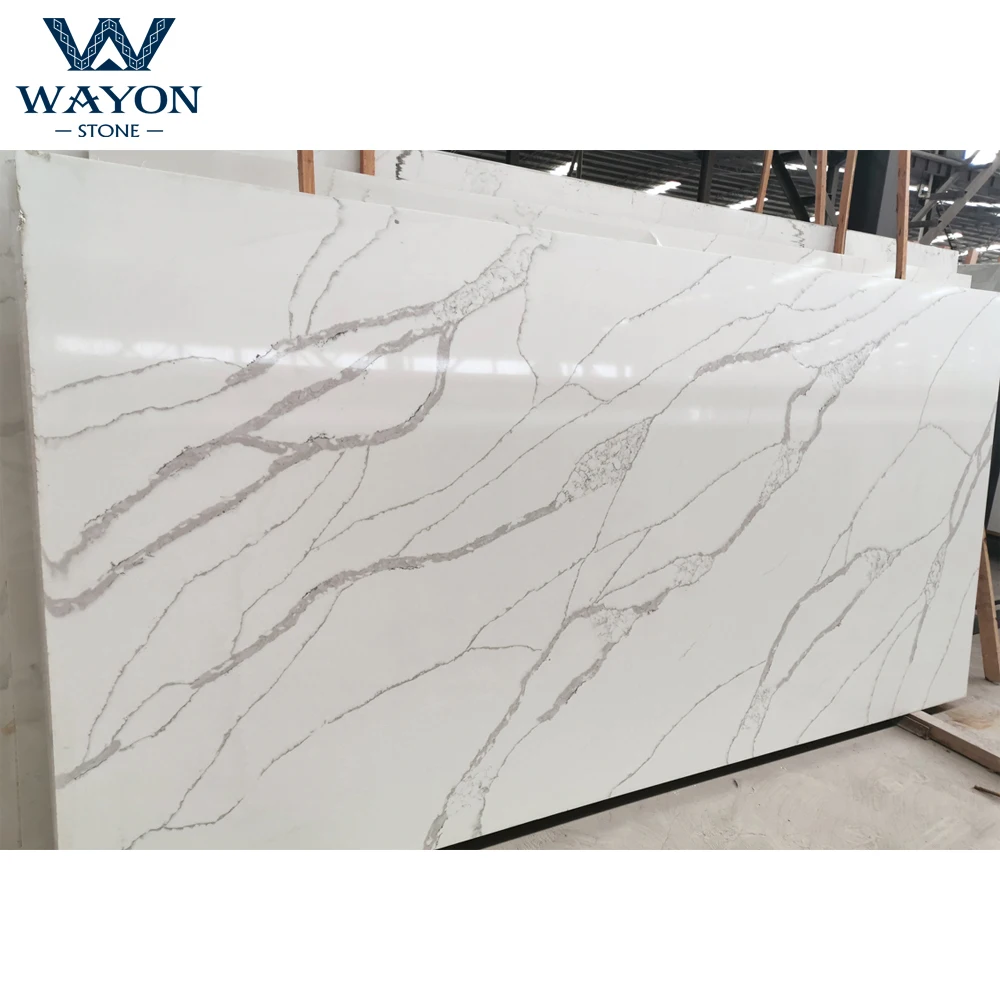 prefabricated engineered calacatta gold quartz countertop kitchen sink table top artificial quartz stone slab