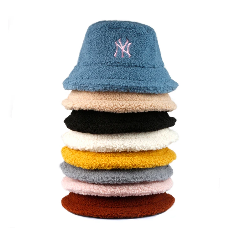 
Amazon Hot Sell American Fashion Fitted Fur Bucket Hat Polyester Sherpa Soft Material For Ny Bucket Hats 