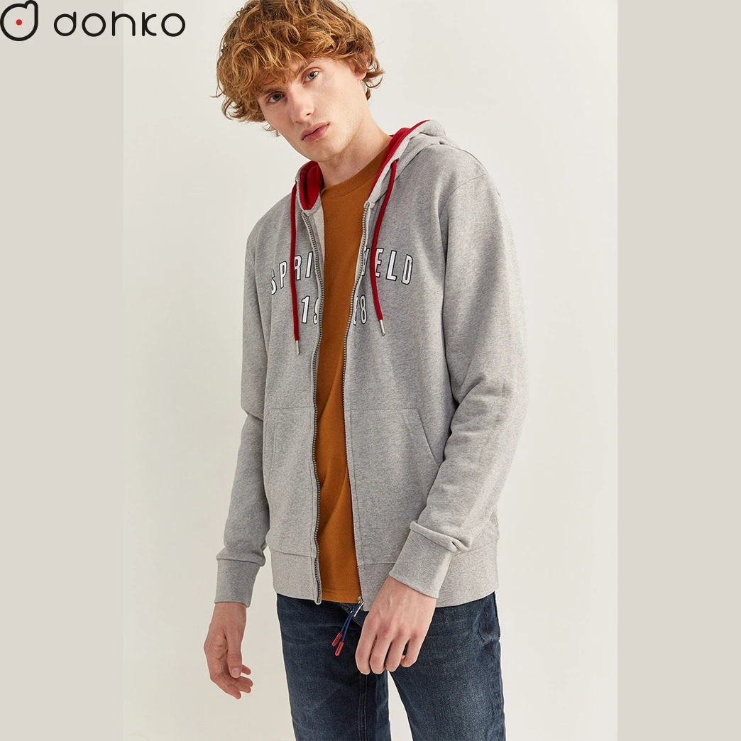 custom fashion zip up hoodie light weight BCI cotton hoodie