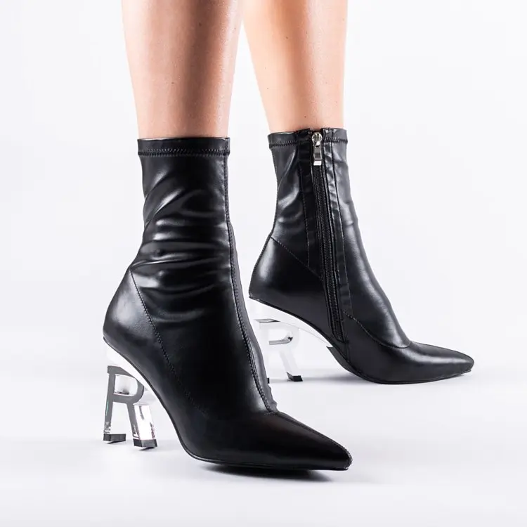 girls latest fashion winter boots custom women chrome high heel ankle boots