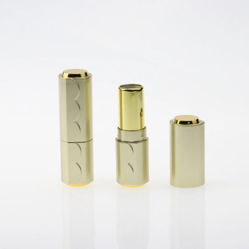 Luxury green gold round handmade empty DIY custom logo plastic lipstick tubes with waves