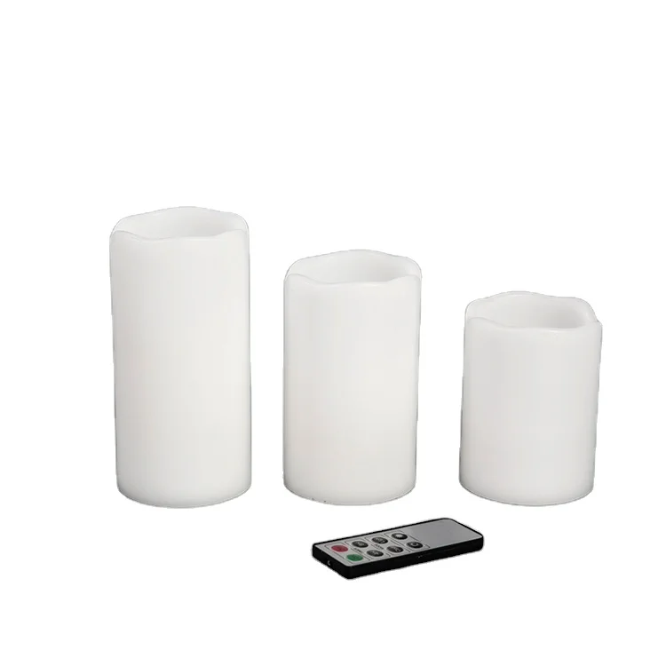 Personalized frameless big white pillar led candles with remote timer