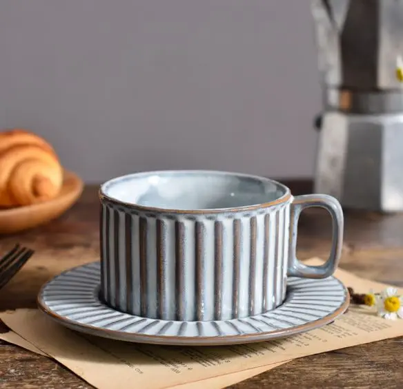 Practical low price Top Selling New Design Ceramic Coffee Cup Coffee Mug  Vintage Teacup and Saucer For Cafe Restaurant Home Hotel