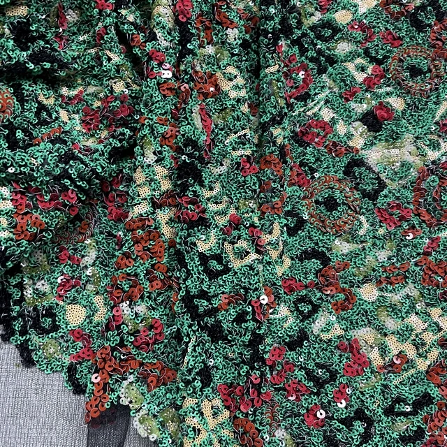 embroidery fabrics 3D wholesale floral sequin tulle Italian style  luxury fabrics for  design dress