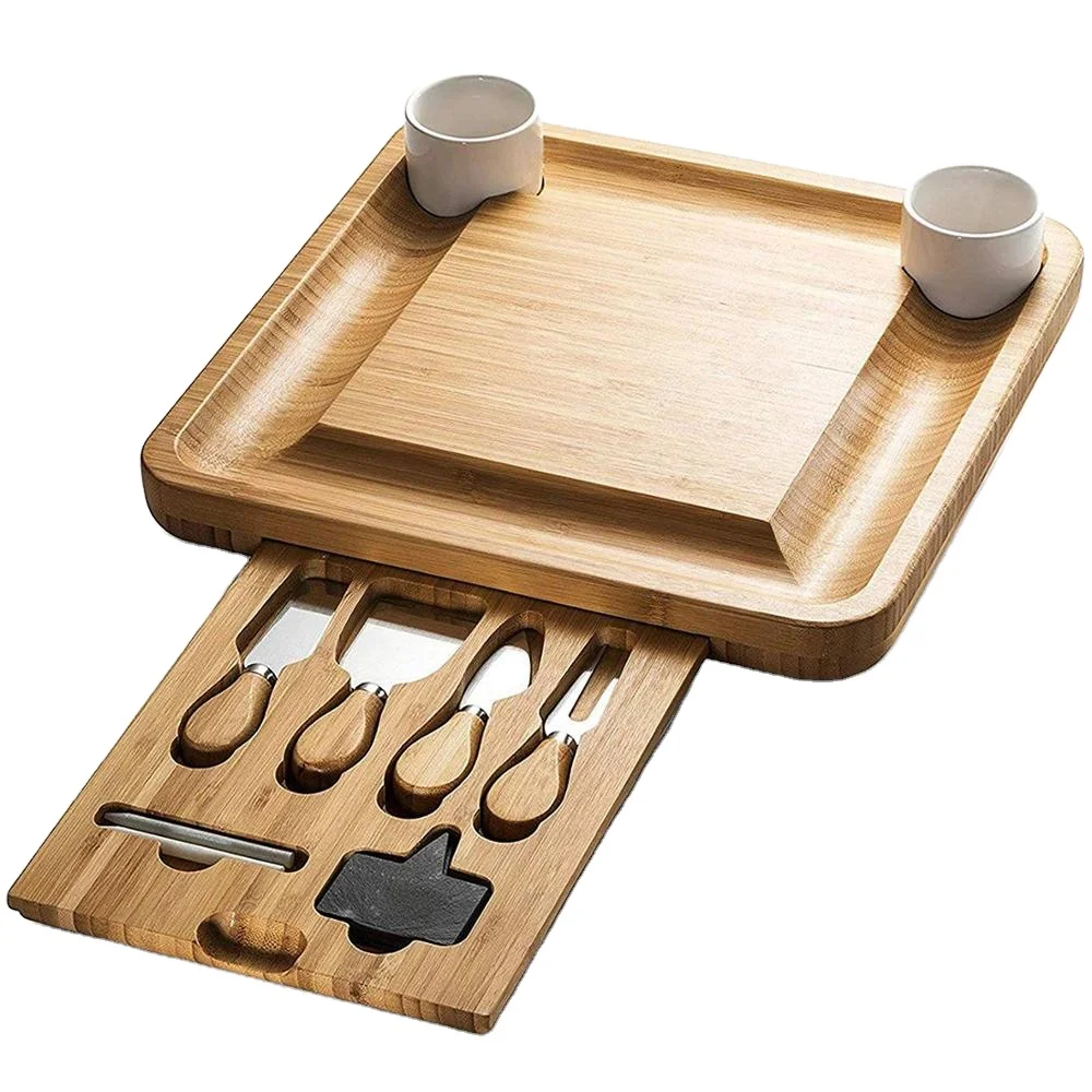 Bamboo charcuterie Board Set  Cheese Board with Knife Set Best for Wedding Housewarming Gift Cheese Board Set