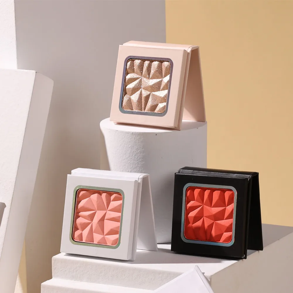 Makeup Pressed Powder Blush Contour Custom Logo Vegan Highlighter  Shiny Powder