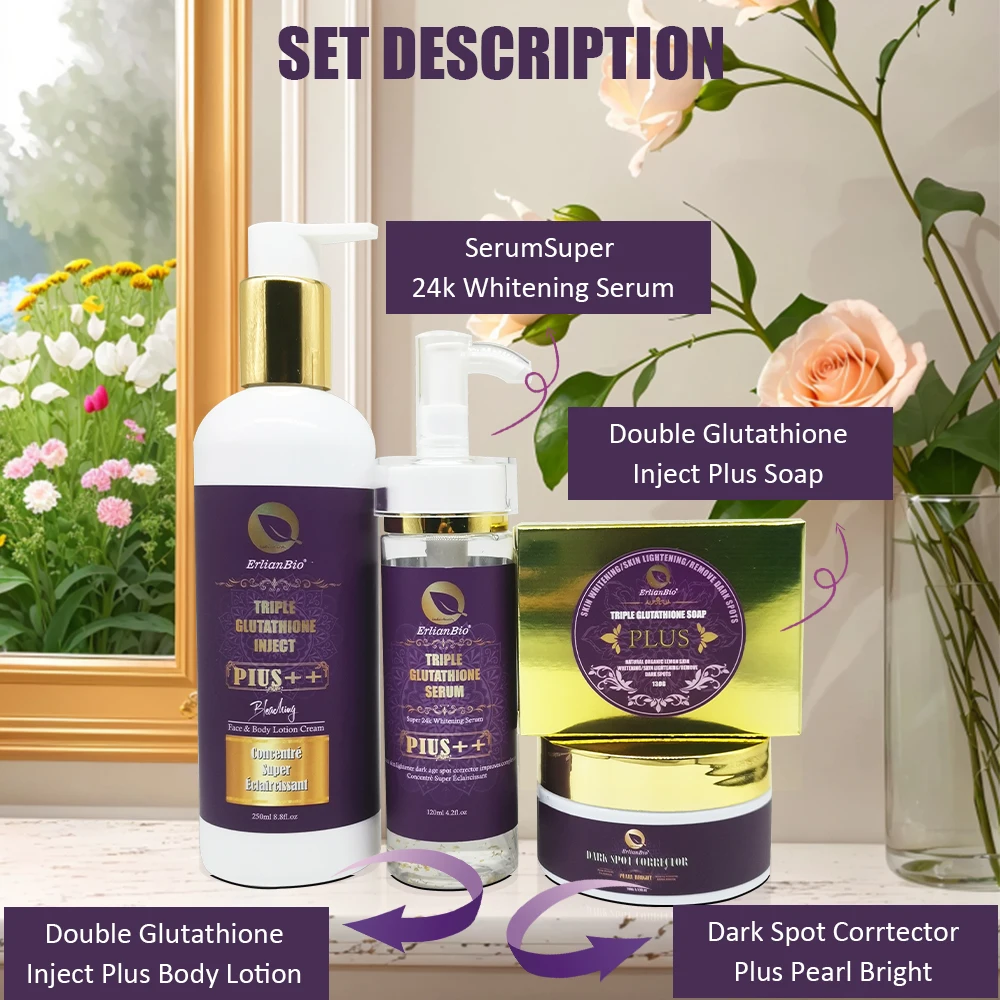 Glutathione Whitening Skin Care Set Private Label OEMDOM Moisturizing Brightening Anti Aging Remove Dark Spots Glutathione Set