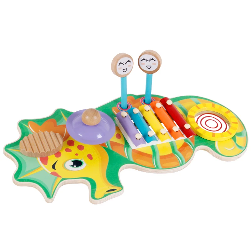 Eco friendly toys  kids baby wooden cartoon musical instruments xylophone  toys  for babies