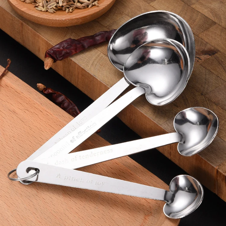 Low MOQ 9Pcs Stainless Steel Measuring Spoon Tools Kitchen Seasoning Spoons Bulk Measuring Scoop