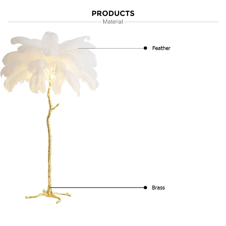 Home Decoration Modern Tree Standard Lights Feather Floor Lamp For Hotel For Living Room