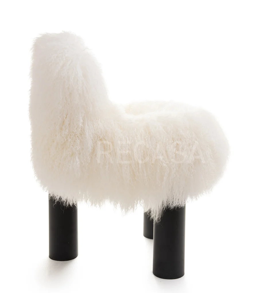 Modern Home Furniture Sheepskin Dining Chair White lamb Fur Dining Room Chair