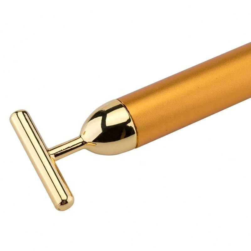 2023 Hot Selling 24K Gold T Face Electric Face Lift Roller Vibrating Gold Energy Beauty Bar