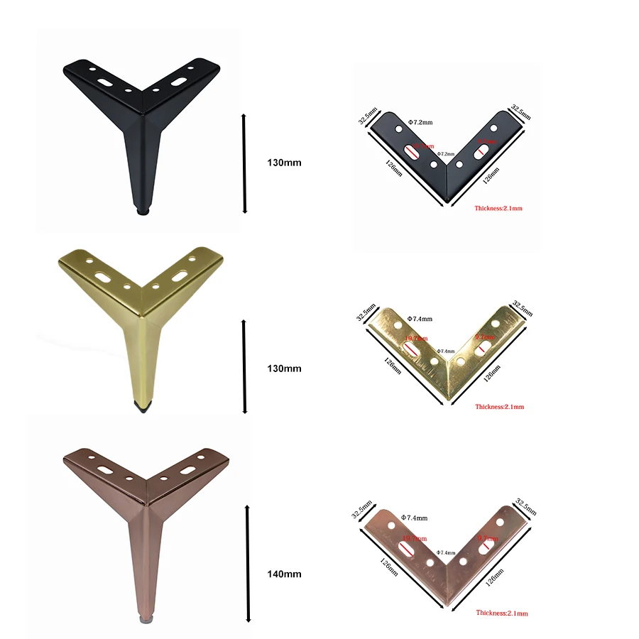 140mmH New style Metal Cabinet Feet Furniture Leg Golden Sofa Feet Heavy Duty Triangle Rose gold Sofa Metal legs