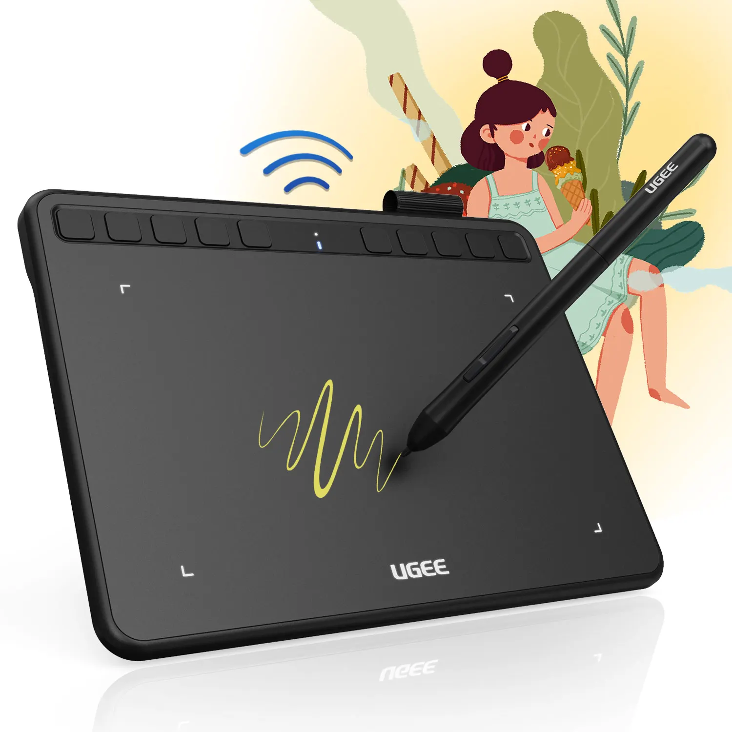 Ugee s640W wireless graphic tablets mesadigital,Sem Fio 6.3x4 polegadas Caneta sem bamesa mesas digitalizadora Signature