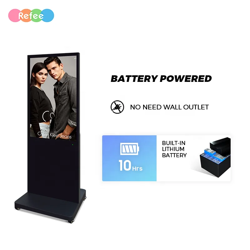 32 дюйма 43 55 дюймов 65 4k ЖК-дисплей рекламный монитор перезаряжаемая батарея floorstand медиаплеер цифровая вывеска дисплей