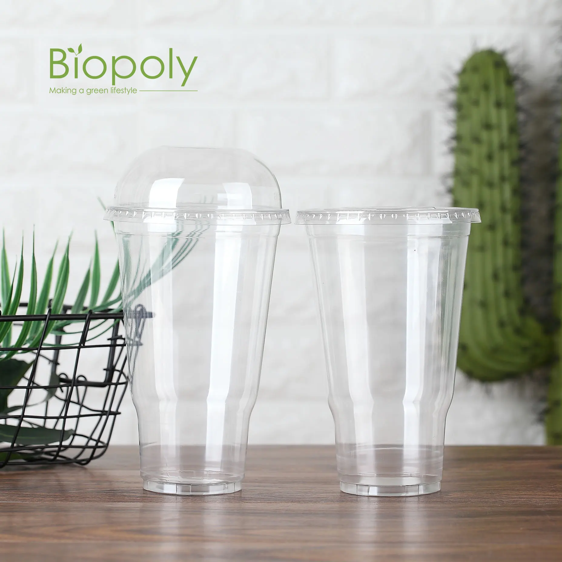 Custom logo printing eco friendly compostable clear pla cold drink cup disposable 100% biodegradable pla cups plastic