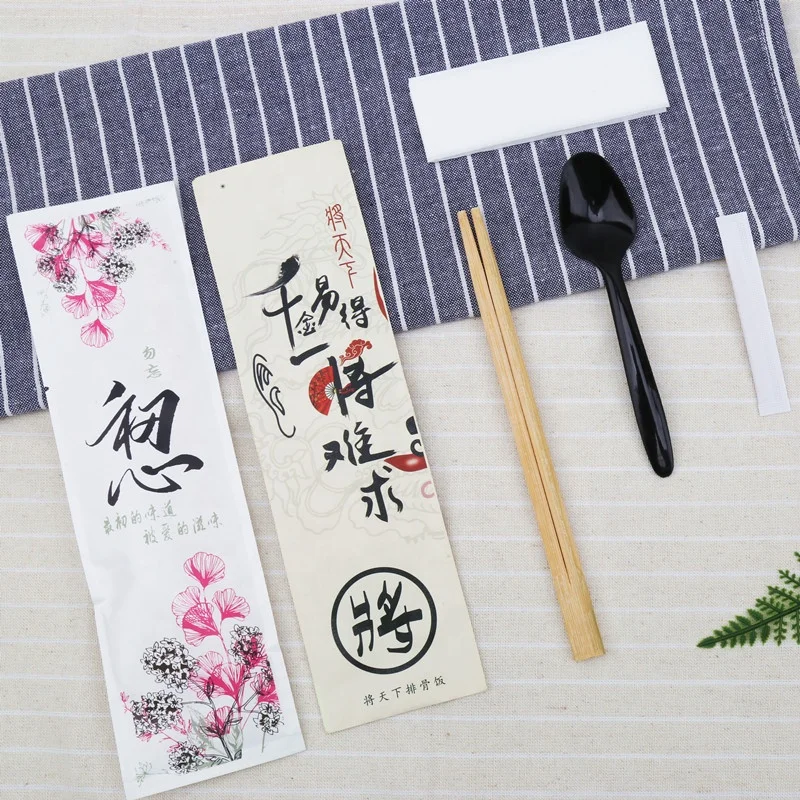Take Away Disposable Cutlery Set Chopsticks bag Spoon Toothpick With Napkin Utensils Pack