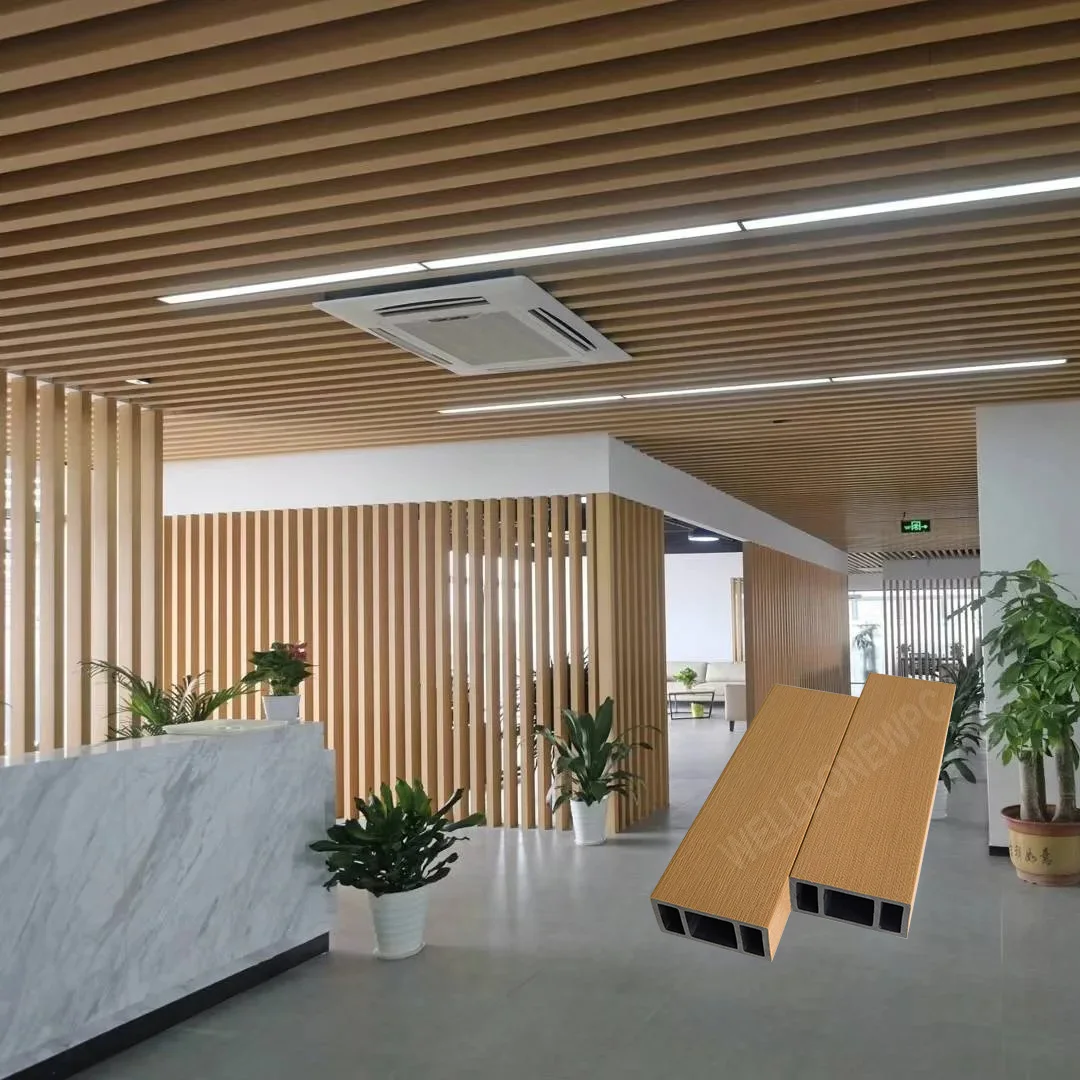 Living Room Kitchen Bedroom Bathroom Home Entryway Wood Slat Wall Post Partition Wood Plastic Composite WPC Square Timber Tube