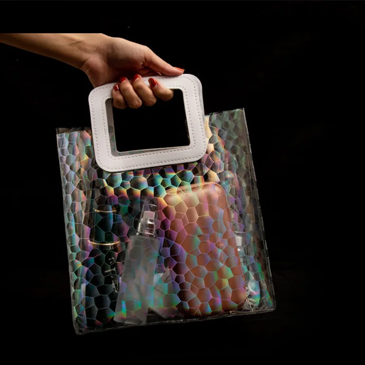 China factory new arrival fashion PVC laser clear jewelry bags high quilted luxury tote bag for women