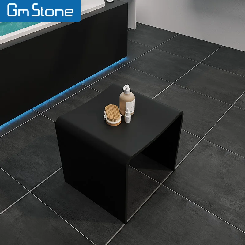 Italian designed solid surface stool artificial stone shower bench stool