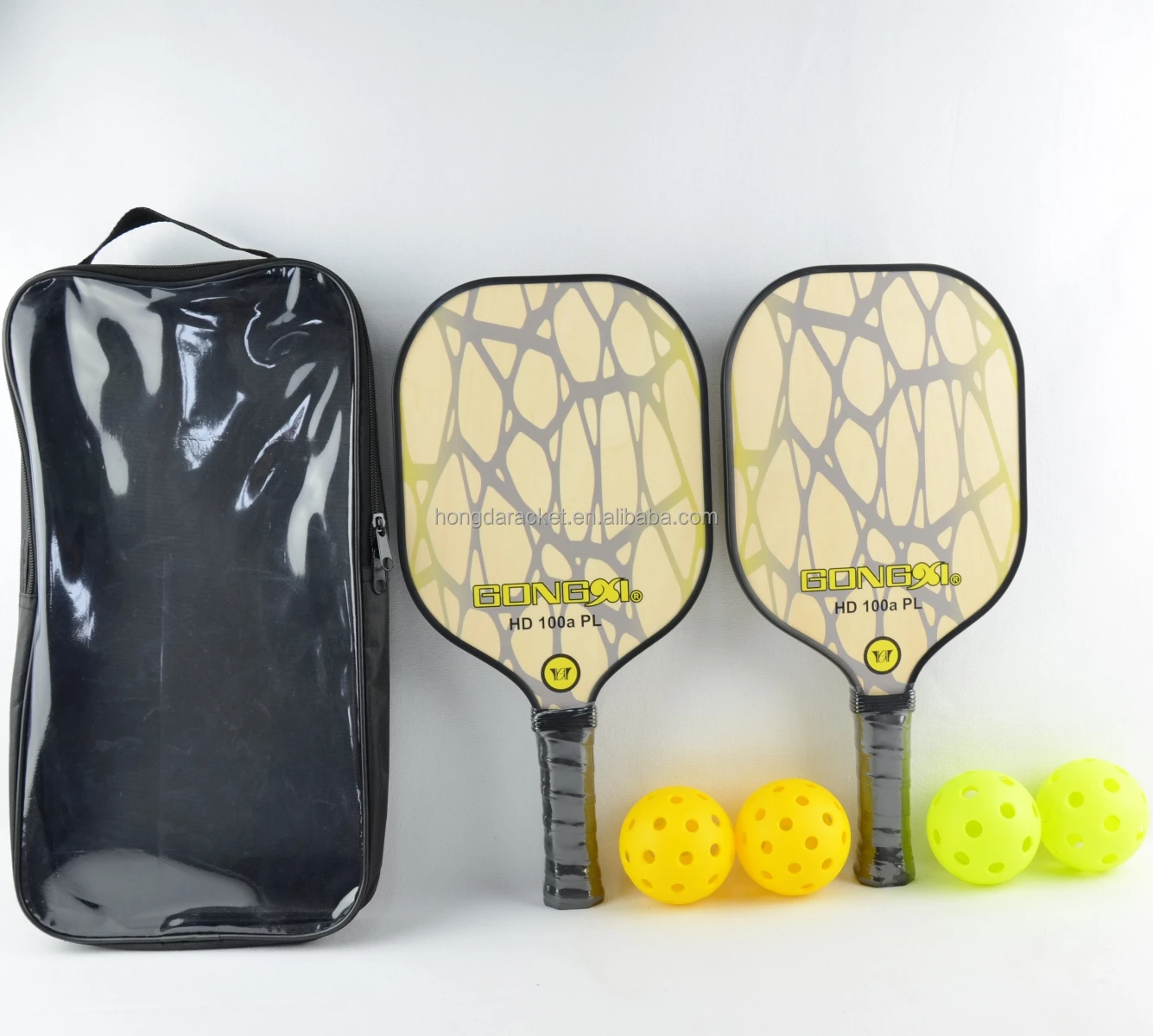 Manufacturer OEM Factory Custom Wooden Pickleball Paddle Set With 2 Paddles & 4 Balls For Beginner