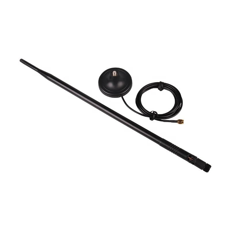 Long Range Whip 2.4GHz 9dBi Omni WiFi Antenna With Magnetic Base RG174 Cable 3M SMA
