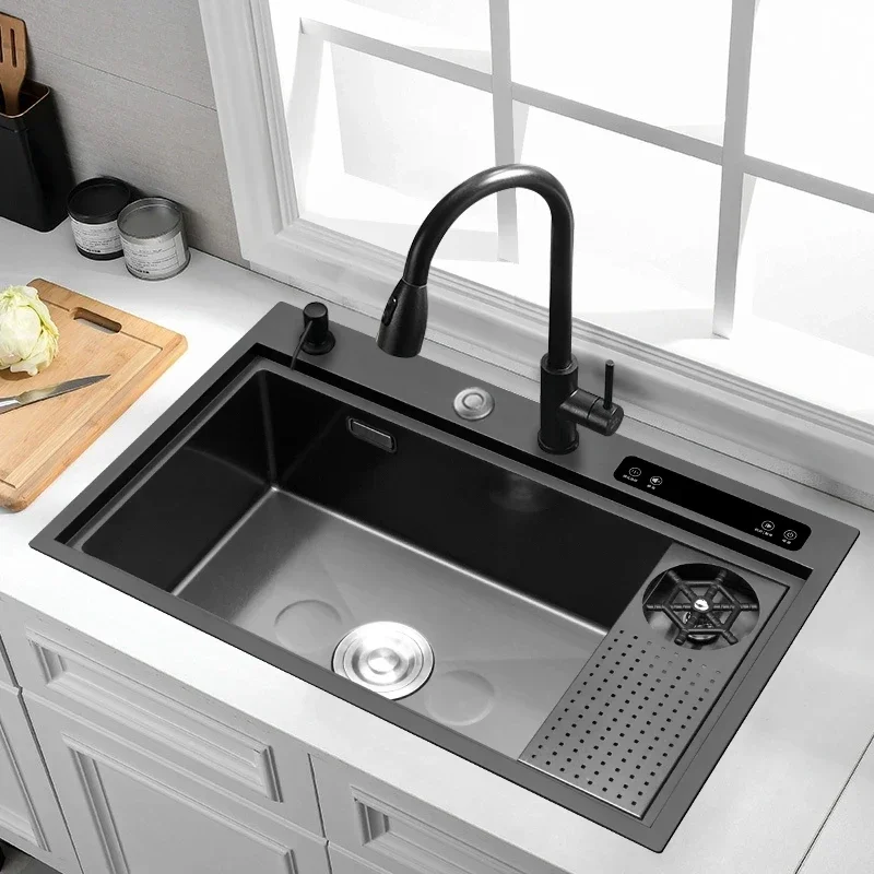 Ultrasonic Large Sink Multifunctional Table Board Kitchen Sink Stainless Steel Wash Basin Sink Smart Fruit and Vegetable Washer