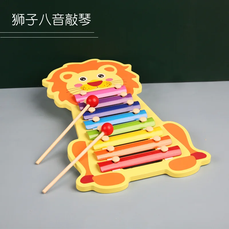 2024 new products wooden Cartoon animal octave toys Montessori Rainbow Musical Instrument Animal Xylophone For Kids Toddler CE