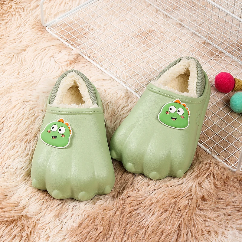 Cute Kids Furry Slippers Winter Fur Slipper Flat Warm Wool Cotton Shoes Soft Plush Fleece Slides Casual Shoes Girls Boys