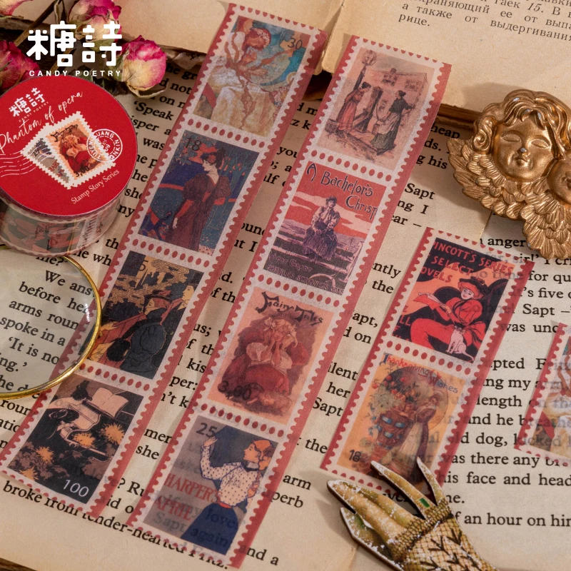 6 design 30mm*3m Washi Masking Tapes Stamp Sto  Decorative Adhesive tapes Junk Journal  Scrapbooking DIY Paper Japanese Stickers