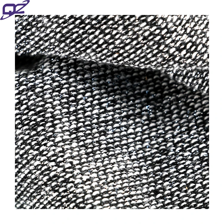 Customized Yarn Dyed Cotton Polyester Blend Lurex Metallic French Terry Fabric for Hoodies Evening Dress Coat