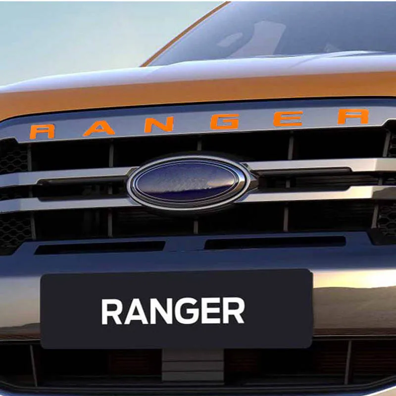  Логотип решетки радиатора буква для Ford Ranger Grills RANGER 3D эмблема оригинальный размер наклейка из АБС-пластика с клеем хромированный стиль 6